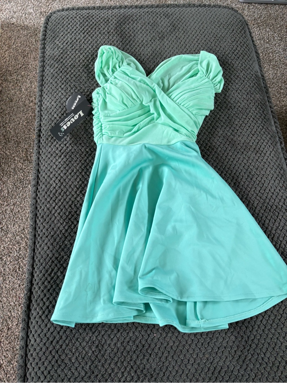 Love Mint Green Mini Dress with Ruched Bodice